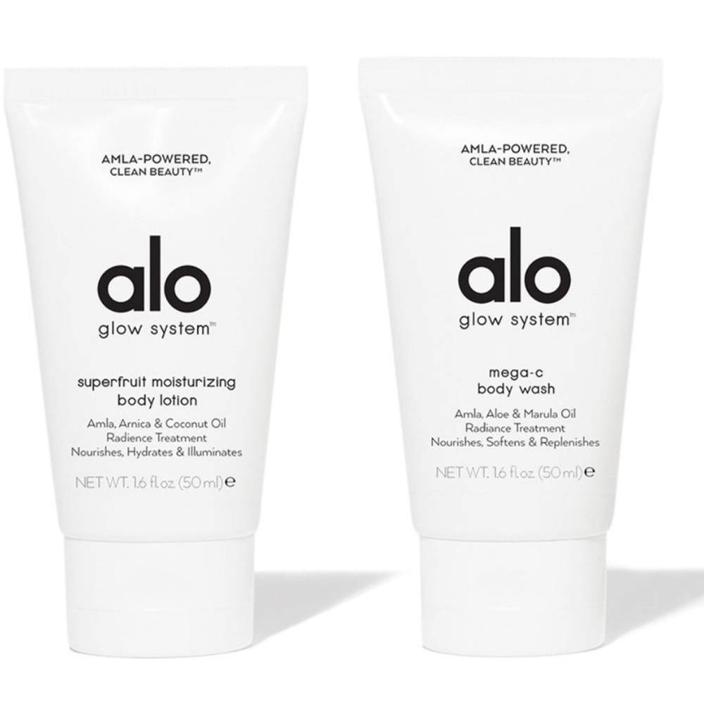 New 2 sets from ALO yoga body wash/ lotion mini glow system